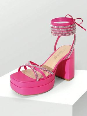 Sandalias de tacón para mujer lazada