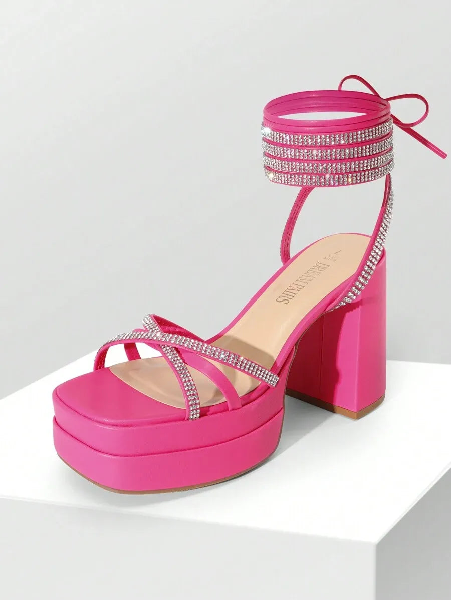 Sandalias de tacón para mujer lazada