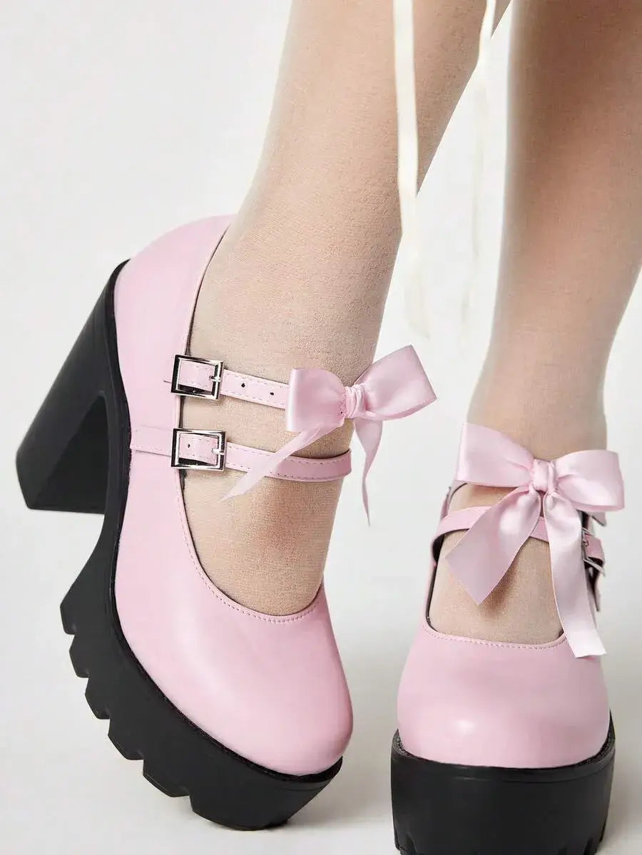 Zapatos tacon con lazo