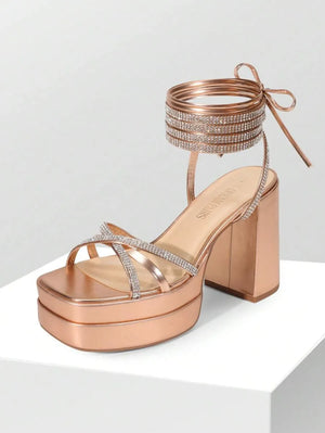 Sandalias de tacón para mujer lazada