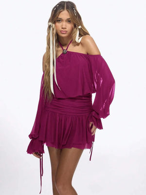 Vestido mini con hombros descubiertos