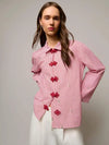 Blusa holgada con botones de estilo chino