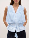 Blusa sin mangas con botones y volantes