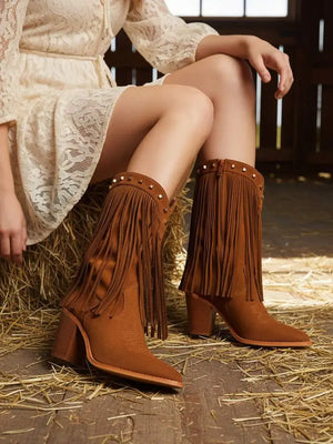 Botas vaqueras con flecos para mujer