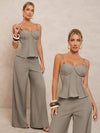 Conjunto de traje elegante suelto de mujer con top y pantalones