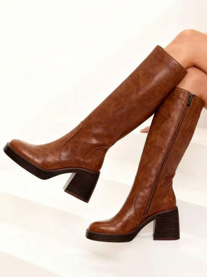 Botas altas rodilla con tacón grueso bloque