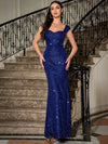 Vestido formal con escote de corazón y lentejuelas