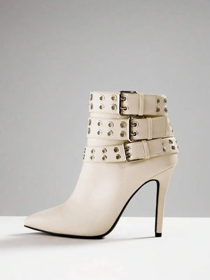 Botines de tacón de aguja y puntera