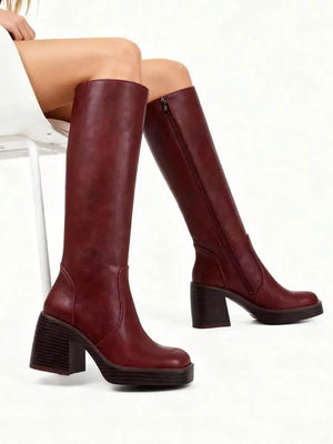 Botas altas rodilla con tacón grueso bloque