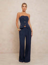 Conjunto de top bandeau y pantalones