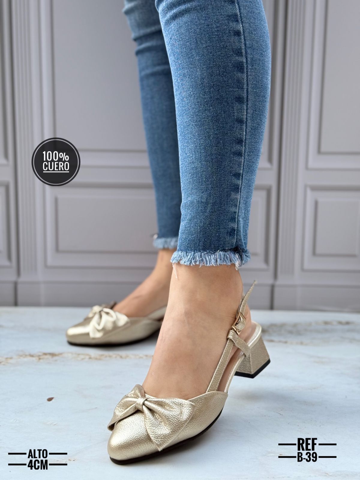 Zapato tacón de Cuero