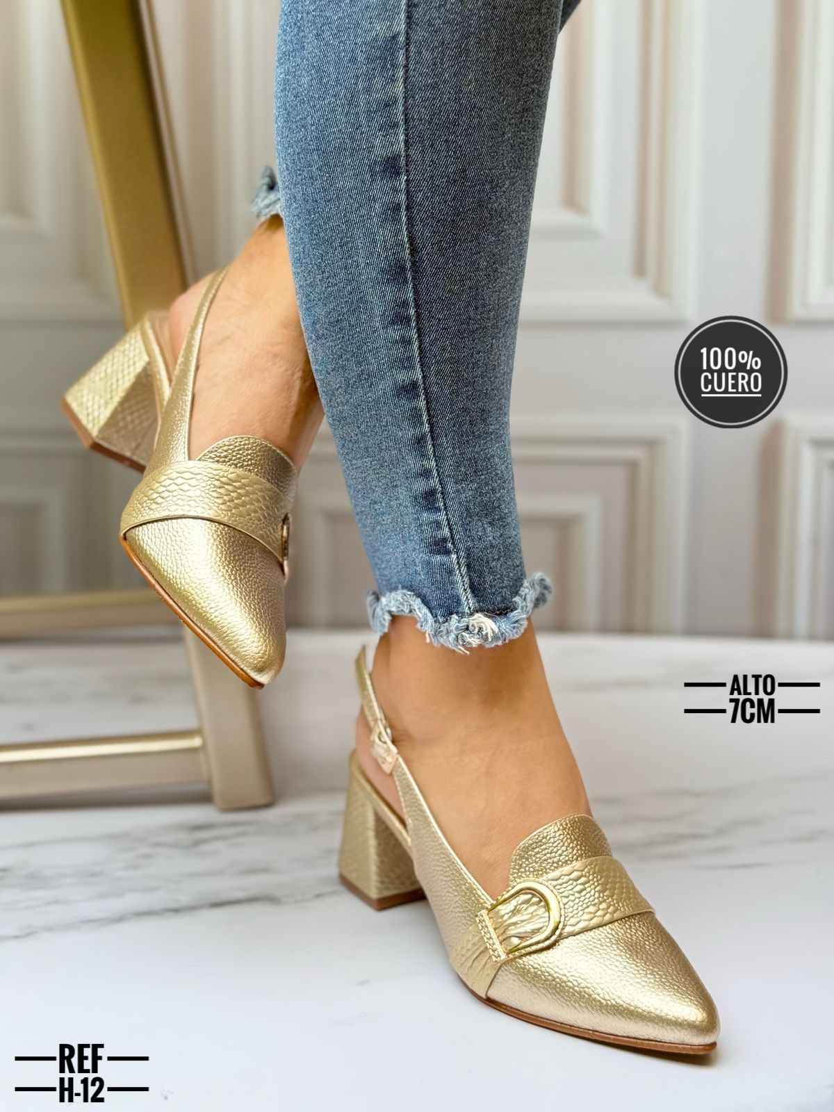 Zapato tacón de Cuero