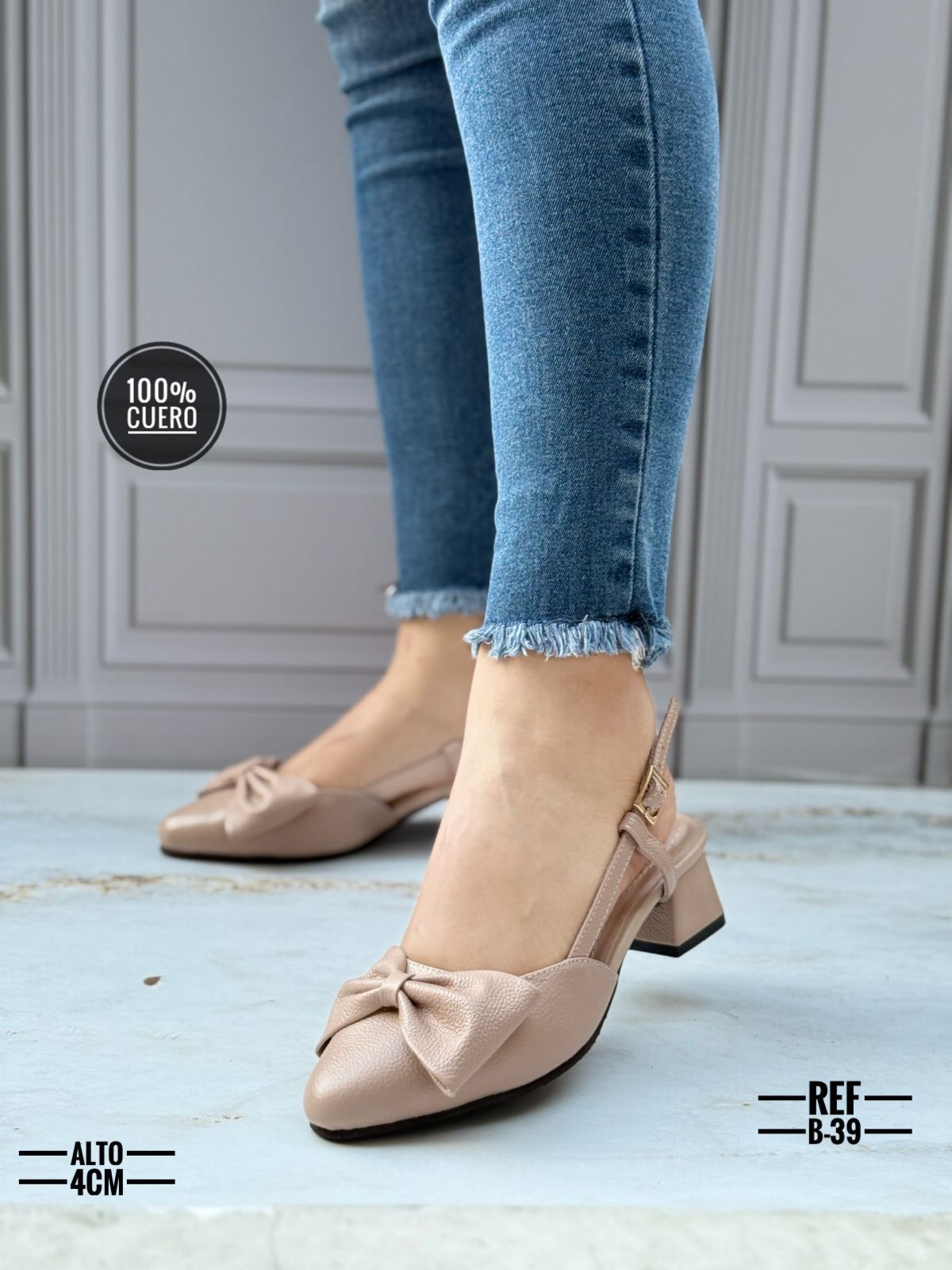 Zapato tacón de Cuero