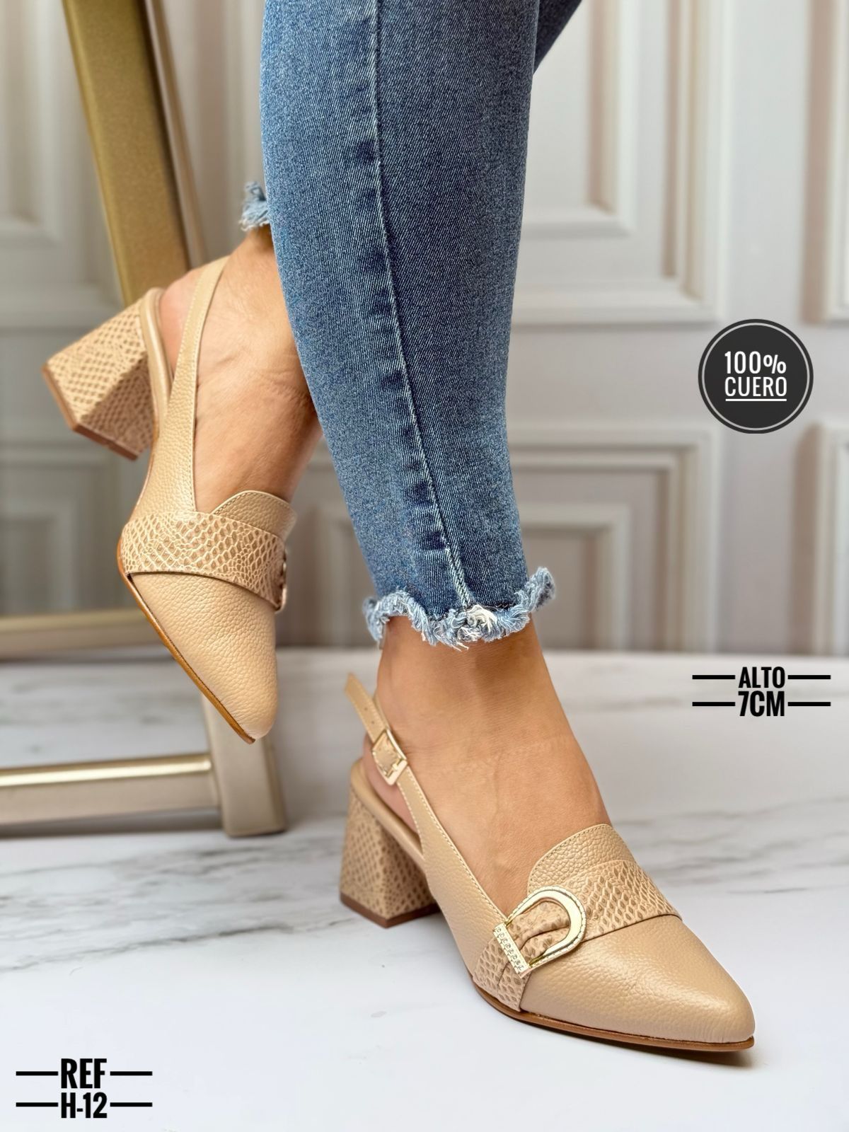 Zapato tacón de Cuero