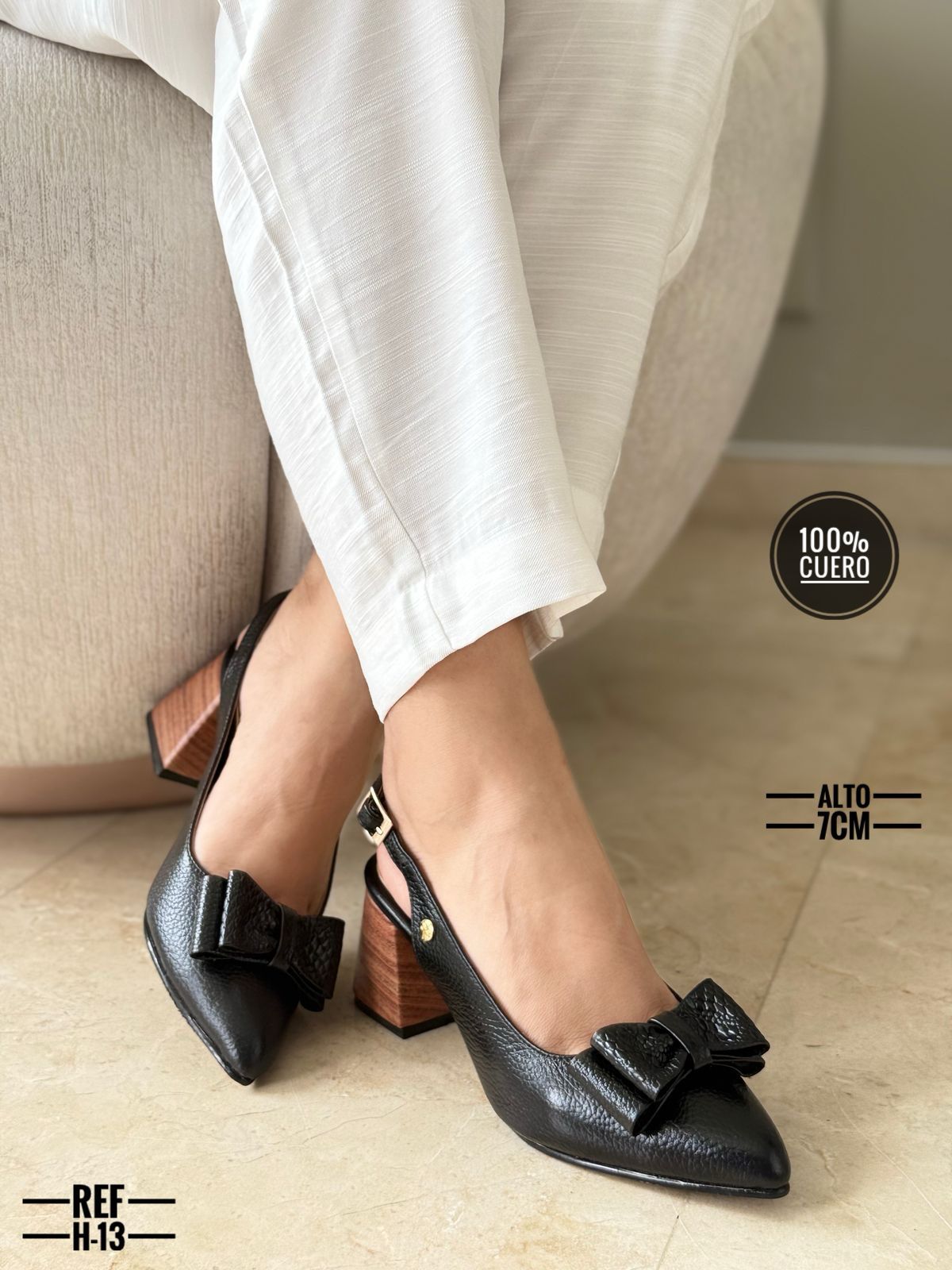 Zapato tacón de Cuero