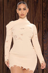 Vestido de suéter mini con mangas largas