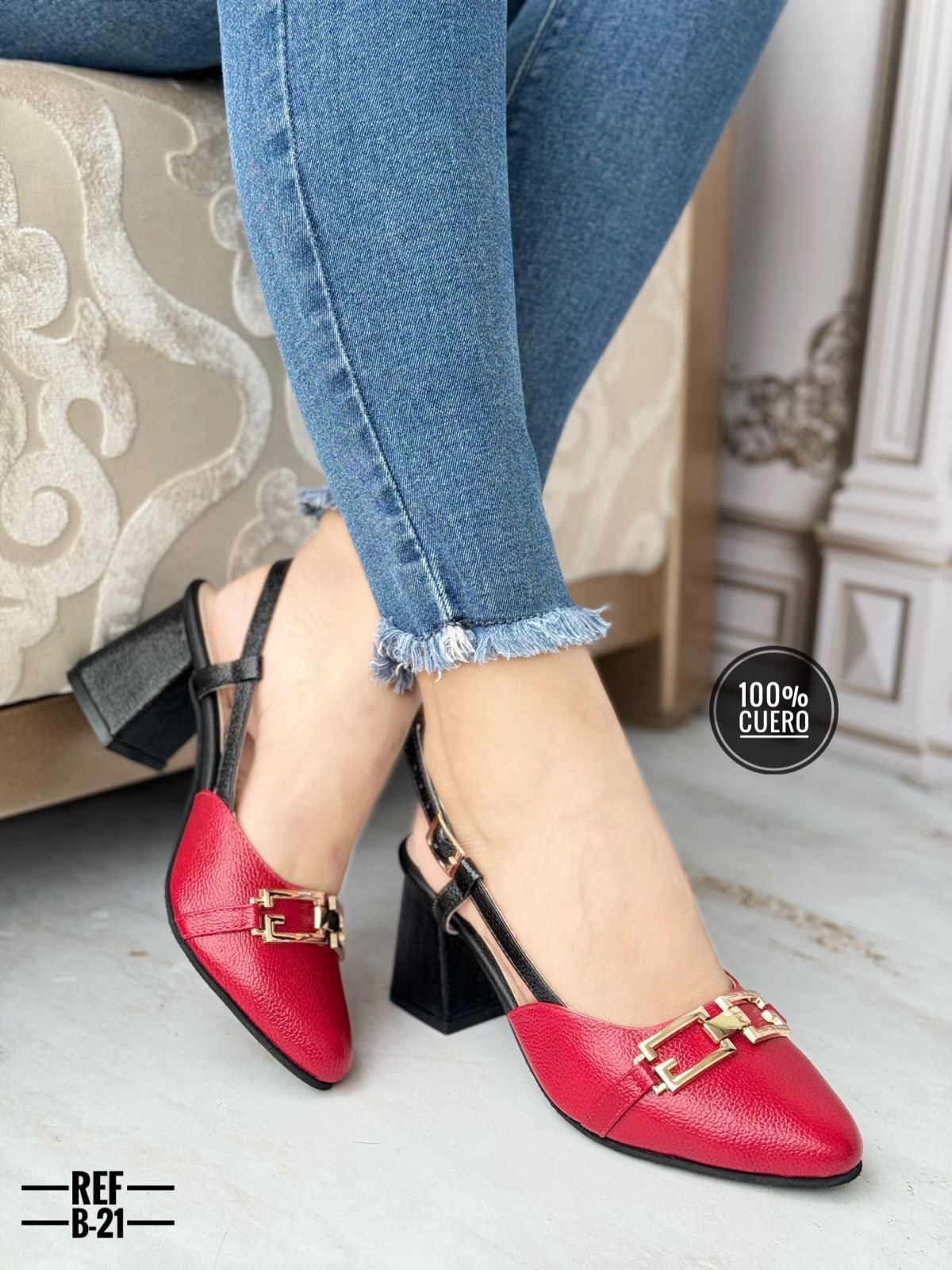 Zapato tacón de Cuero