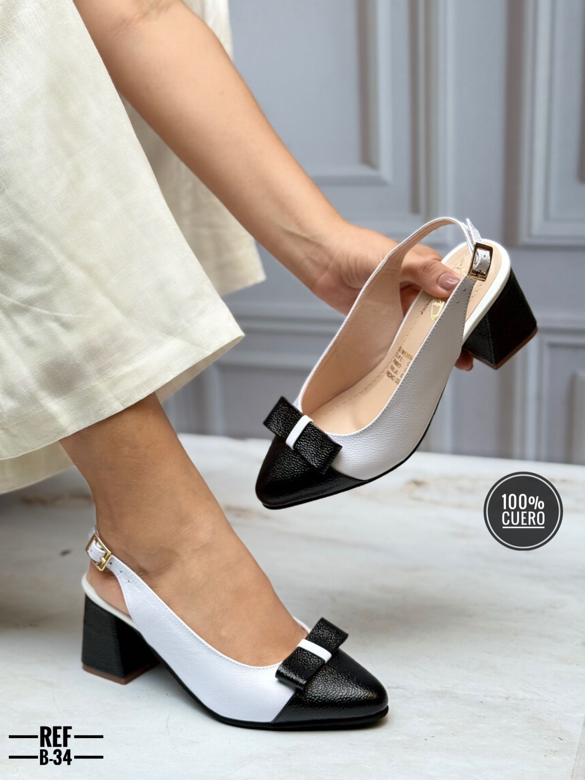Zapato tacón de Cuero