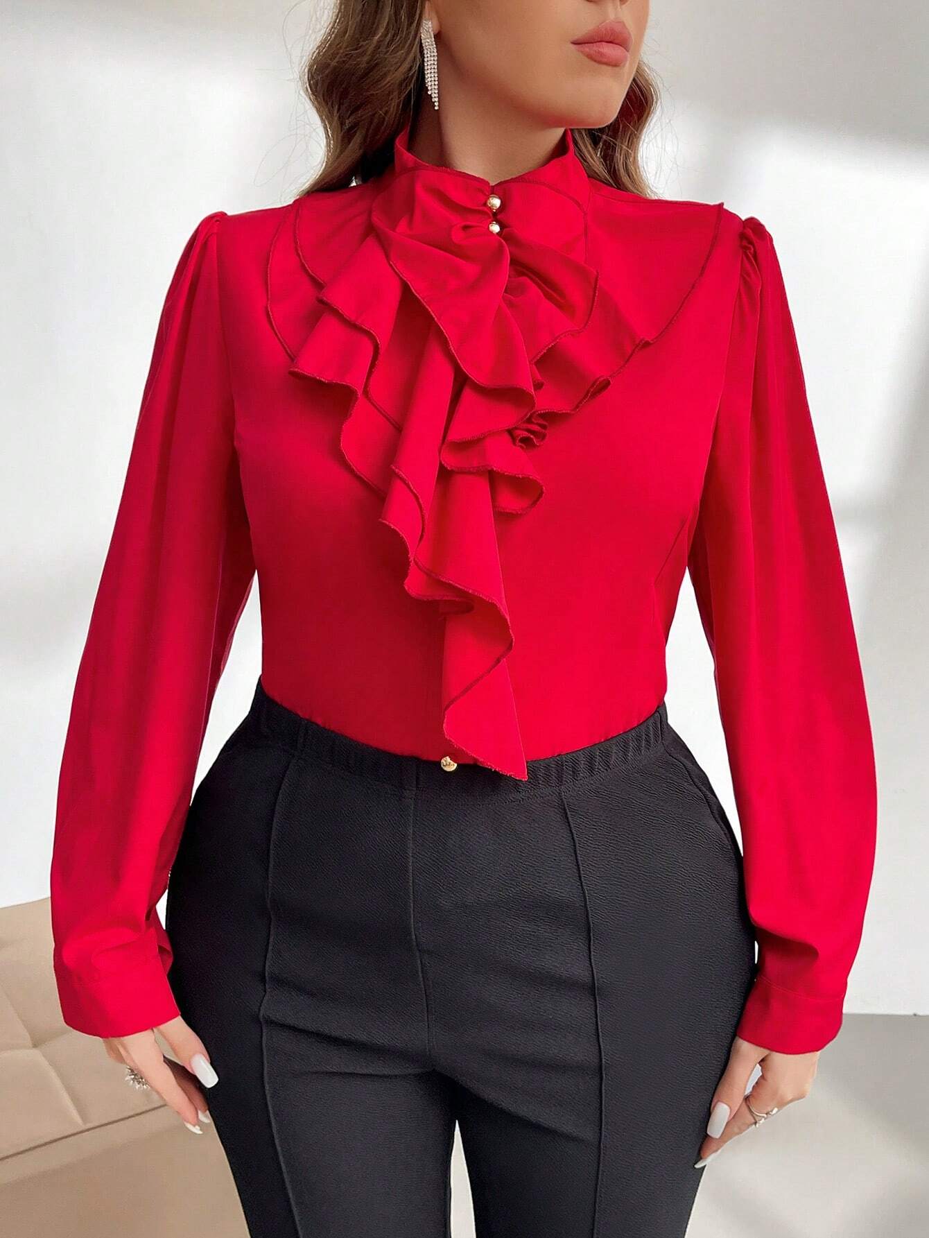 Blusa asimétrica elegante de talla grande para ir al trabajo